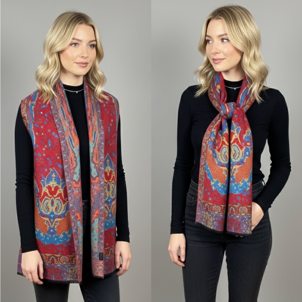 100% Cashmere Colorful Paisley Scarf